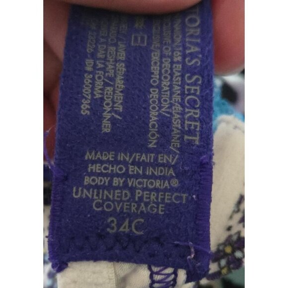 Victoria's Secret unlined Perfect Coverage Underwire floral multicolor bra 34C - Picture 6 of 6